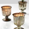 4.25in Tall Vintage Mercury Glass Pedestal Votive, Set of 6