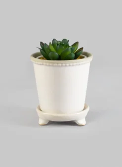 3.5in Tall White Ceramic Pot & Saucer, Mini, Set of 6