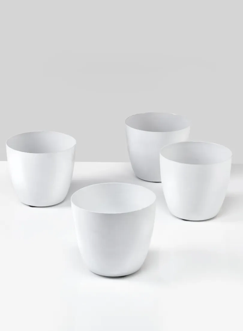 3.5in Tall White Elegance Cachepot, Set of 4