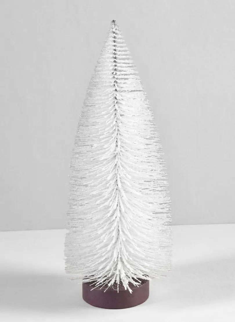 10in Tall White Glittered Tabletop Christmas Tree, Case of 12