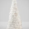18in Tall White Gold Tip Feather Tree