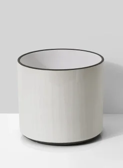 7.25in Tall White Linen Ceramic Cylinder Vase