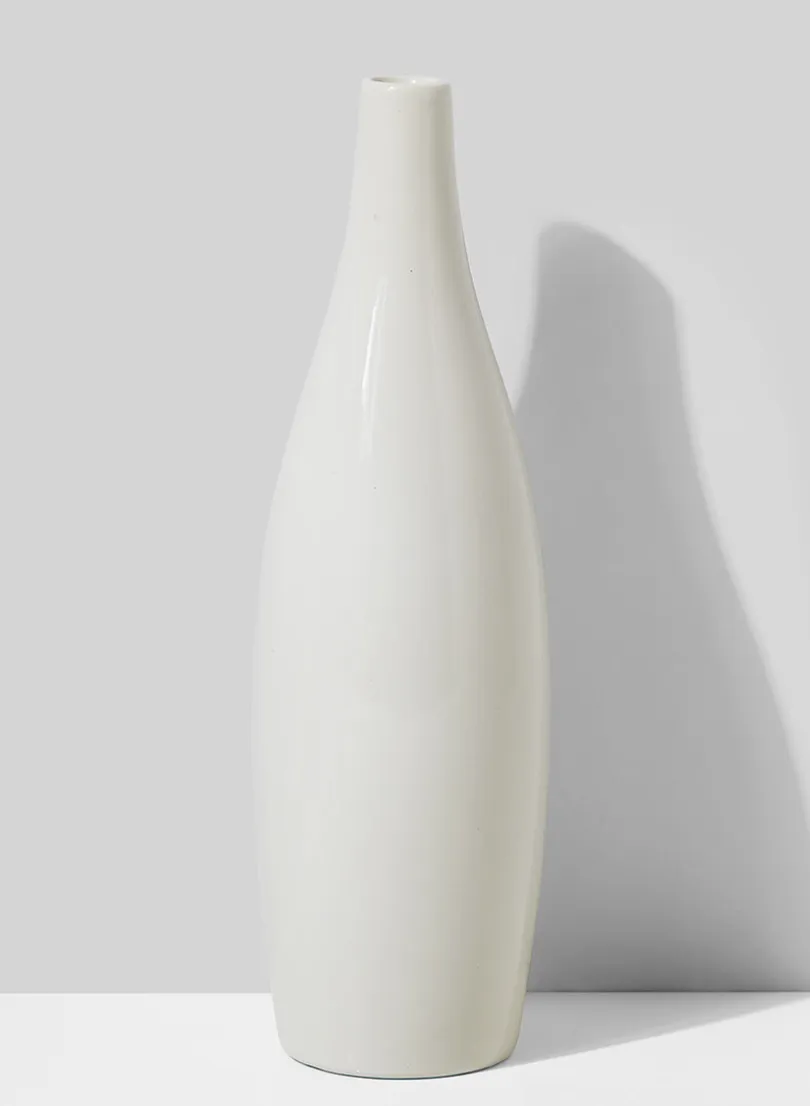 12.5in Tall White Porcelain Bottle Vase