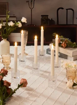 9in Tall White Taper Candles with Remote, Set of 6