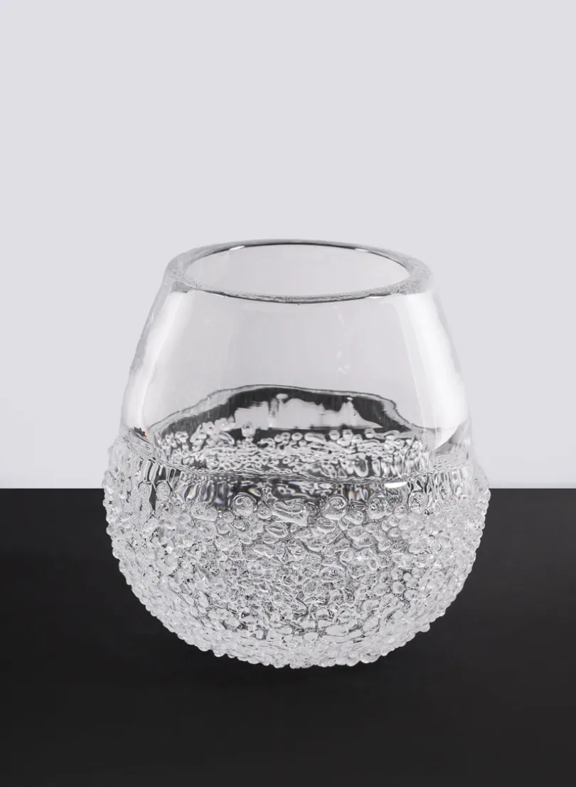 6.25in Tall Winterthur Ice Look Hand Blown Crystal Glass Vase