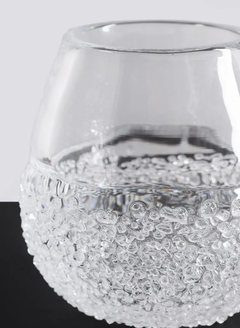 6.25in Tall Winterthur Ice Look Hand Blown Crystal Glass Vase