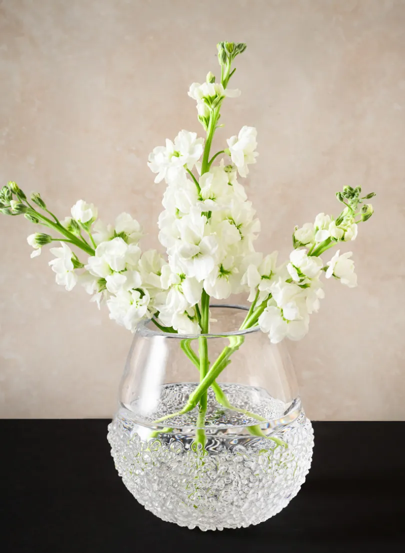 6.25in Tall Winterthur Ice Look Hand Blown Crystal Glass Vase