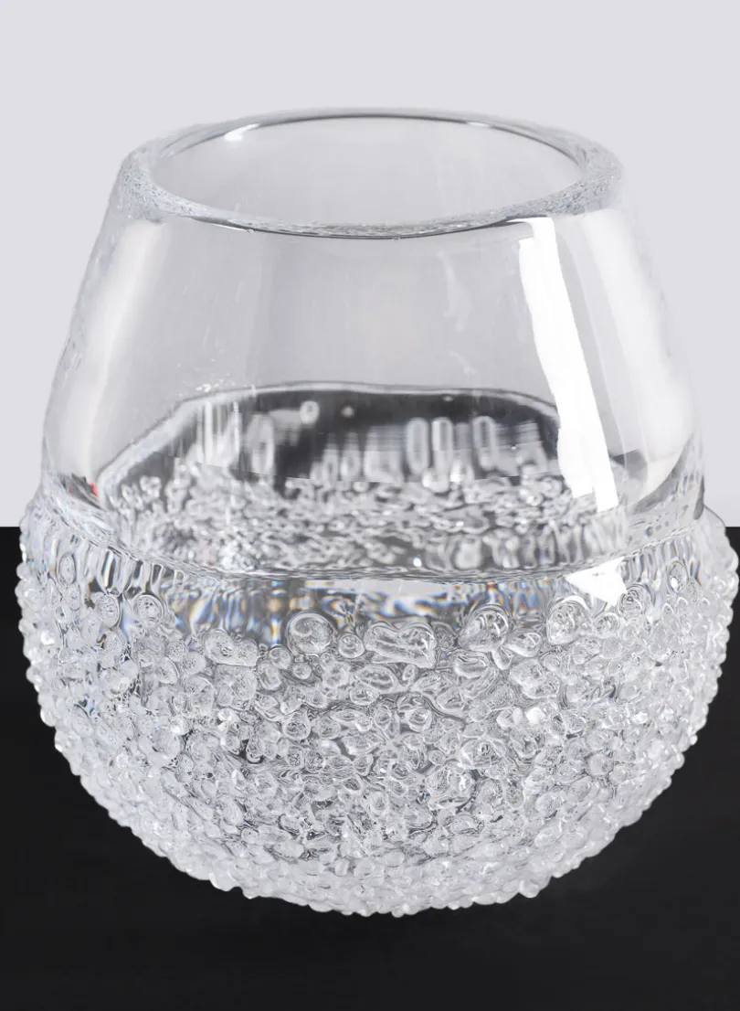 6.25in Tall Winterthur Ice Look Hand Blown Crystal Glass Vase
