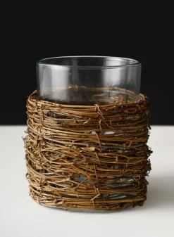 5in Tall Yangon Dark Willow Wrapped Glass Cylinder