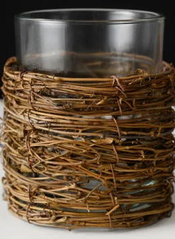 5in Tall Yangon Dark Willow Wrapped Glass Cylinder