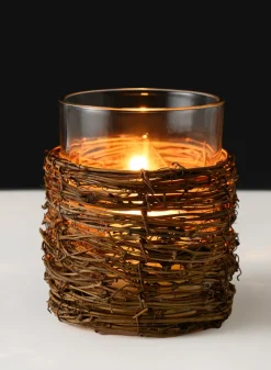 5in Tall Yangon Dark Willow Wrapped Glass Cylinder
