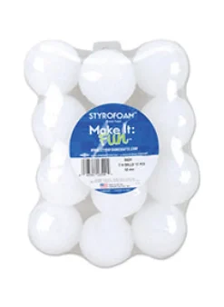 2in White Craft Foam Ball, Set of 12