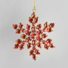 4in Wide Acrylic Red Stone Hanging Plastic Snowflake