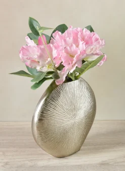 6.5in Wide Aluminum Soleil Silver Tone Vase