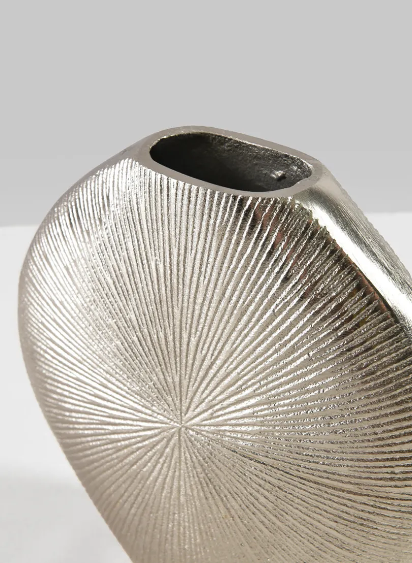 6.5in Wide Aluminum Soleil Silver Tone Vase