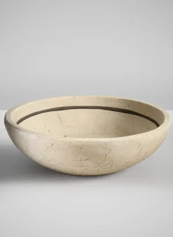 12in Wide Amadora Sand Tone Centerpiece Stoneware Bowl