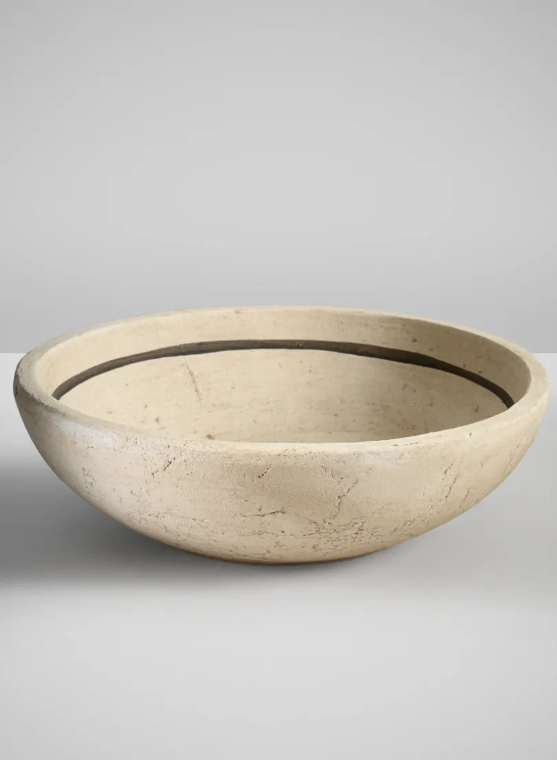 12in Wide Amadora Sand Tone Centerpiece Stoneware Bowl
