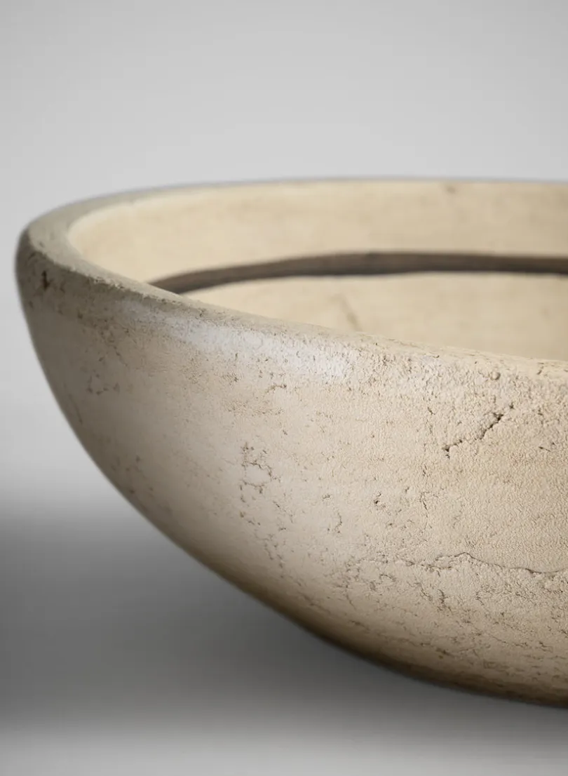 12in Wide Amadora Sand Tone Centerpiece Stoneware Bowl