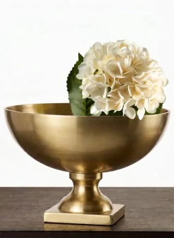 12in Wide Amalfi Gold Footed Centerpiece Compote Metal Bowl