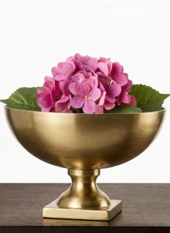 12in Wide Amalfi Gold Footed Centerpiece Compote Metal Bowl