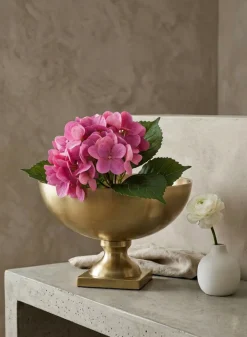 12in Wide Amalfi Gold Footed Centerpiece Compote Metal Bowl