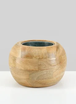 8in Wide Amazonas Fish Wood Bowl With Metal Insert