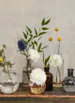 3in Wide Amber Luster Glass Ball Bud Vase, Set of 4