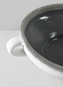 15in Wide Andra Ceramic White Glazed Bowl
