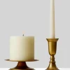 5.5in Wide Antique Brass Gold Pillar Candle Holder