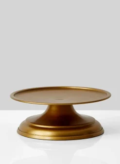 5.5in Wide Antique Brass Gold Pillar Candle Holder