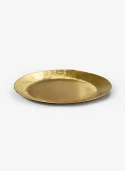 12in Wide Antique Round Raw Brass Tray