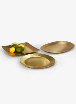 12in Wide Antique Round Raw Brass Tray