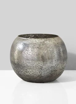 6.25in Wide Antique Silver Mercury Glass Fishbowl