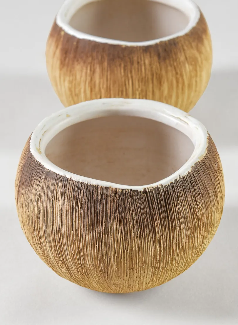 3in Wide Bali Coconut Mini Ceramic Vase, Set of 6