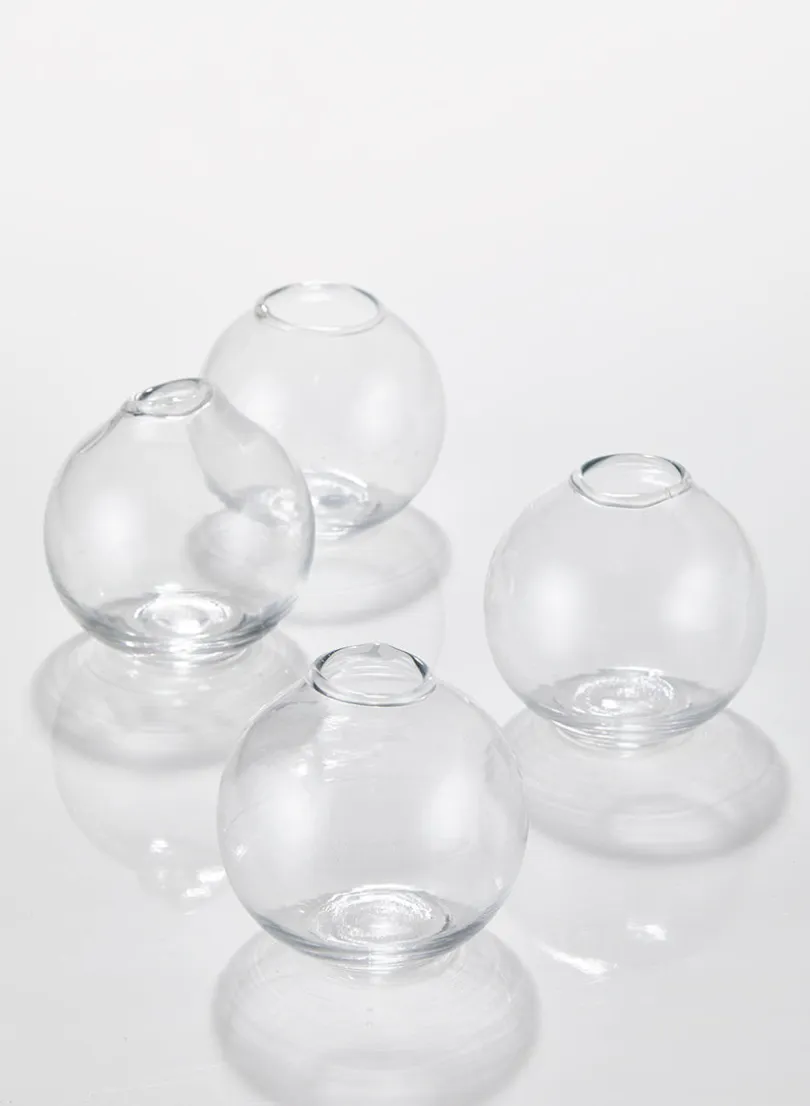 3in Wide Ball Glass Bud Vase, Set of 4
