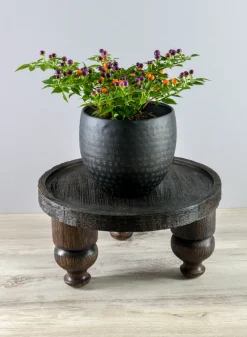 14in Wide Banjara Reclaimed Look Black Rugged Wood Stand