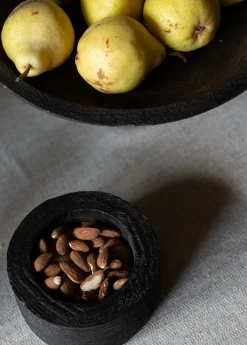 4.5in Wide Banjara Reclaimed Look Black Rugged Wood Bowl