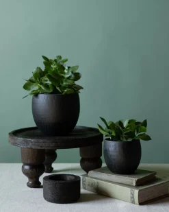 4.5in Wide Banjara Reclaimed Look Black Rugged Wood Bowl