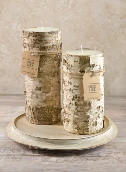 4in Wide Bark Pillar Candle