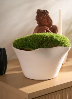 8.5in Wide Beige Sandstone Hasu Centerpiece Bowl