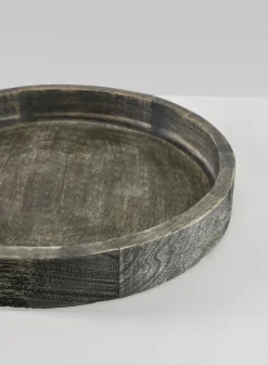 14in Wide Belgham Brushed Black Round Tray