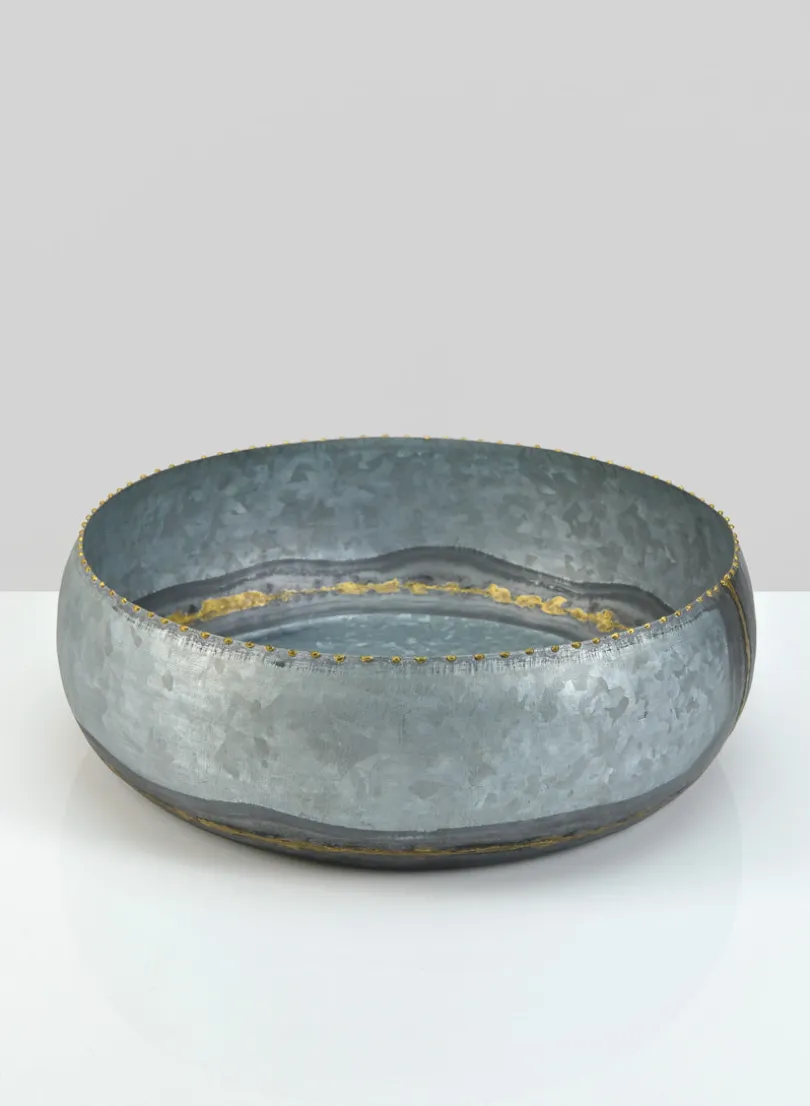 12in Wide Bizantine Galvanized Iron Bowl