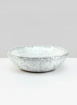 7in Wide Byzantine Aged White Shallow Bowl