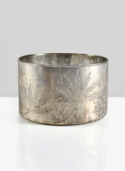 7in Wide Cairo Vintage Glass Silver Low Bowl