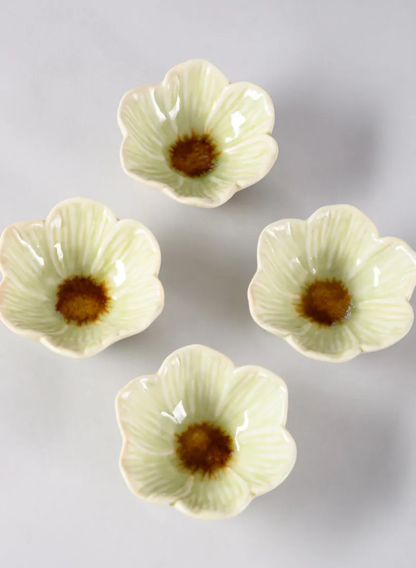 3.75in Wide Chantille Mini Flower Ceramic Bowl, Set of 4