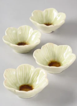 3.75in Wide Chantille Mini Flower Ceramic Bowl, Set of 4