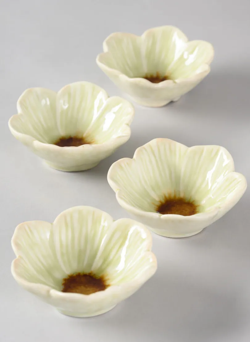 3.75in Wide Chantille Mini Flower Ceramic Bowl, Set of 4
