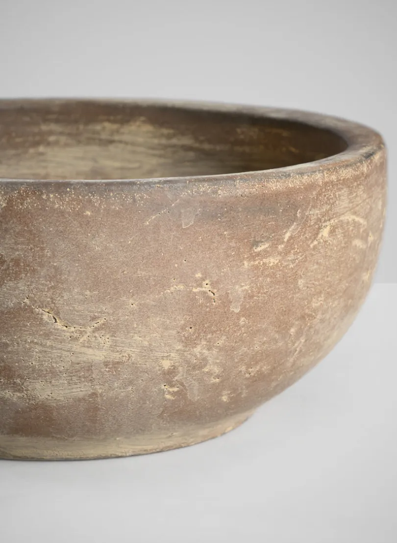 9in Wide Cintra Aged Clay Look Centerpiece Stoneware Bowl