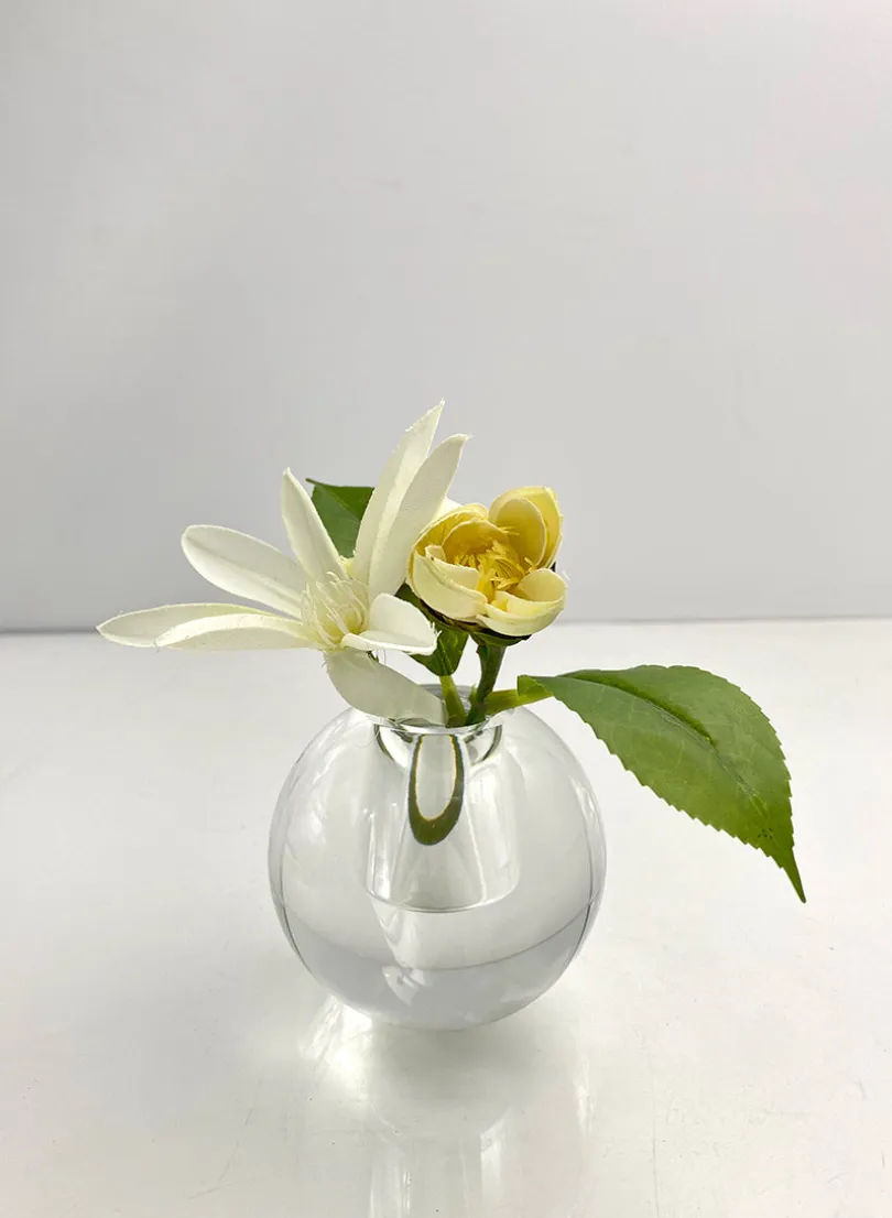 3in Wide Crystal Ball Glass Vase