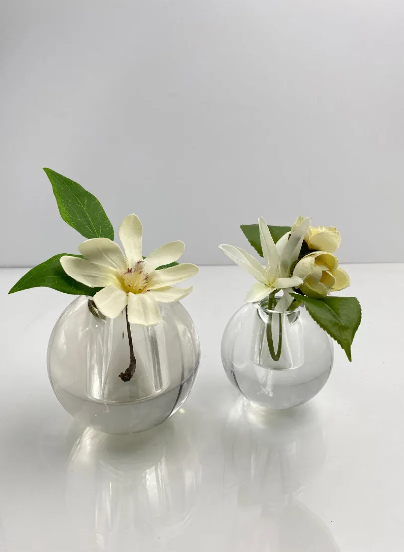 3in Wide Crystal Ball Glass Vase